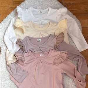 Toddler Ruffle Sleeve Tops - White, Cream, Pink and Mauve